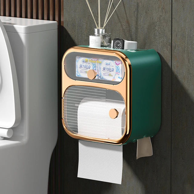 Wall Mounted Tissue Holder with Storage Box, Tissue Dispenser for Kitchen, Toilet, Bathroom Wall Mounted Tissue Holder with Storage Box, Tissue Dispenser for Kitchen, Toilet, Bathroom