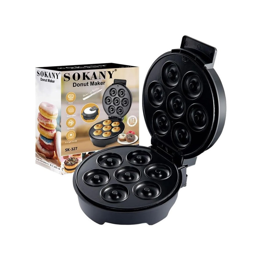 SOKANY Donut Maker 1000W, 7 Hole Non-Stick Donut Machine with Indicator Lights - SK-327 SOKANY Donut Maker 1000W, 7 Hole Non-Stick Donut Machine with Indicator Lights - SK-327