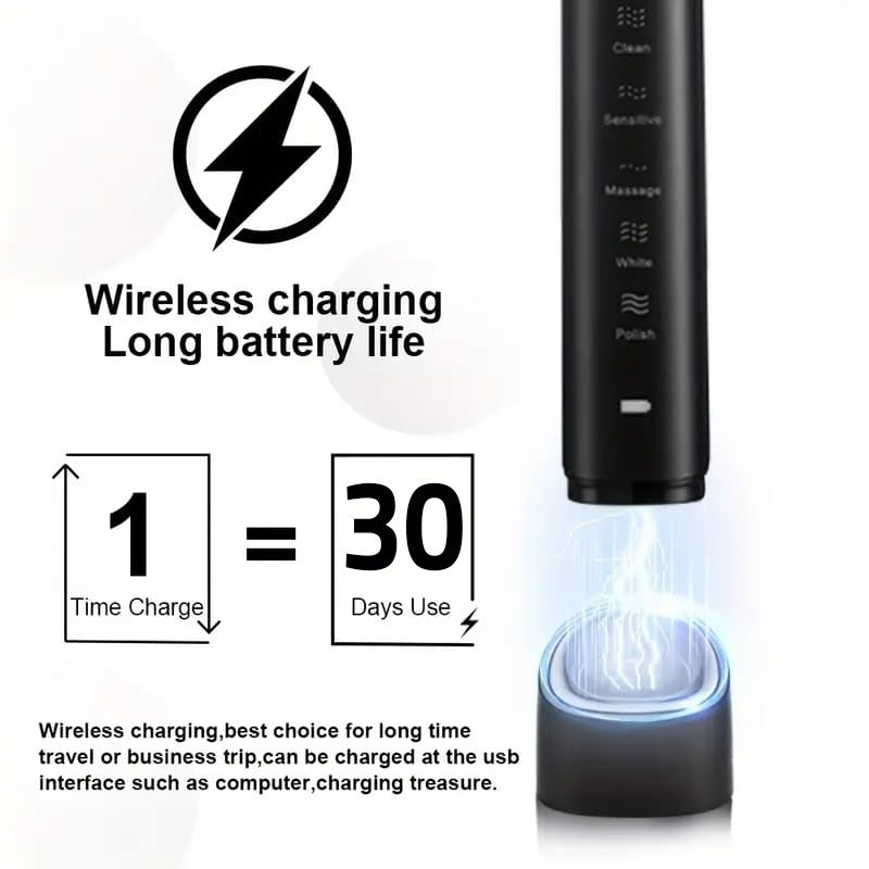 SONIC 5 Mode Electric Toothbrush With Wireless Charging and Travel Case SONIC 5 Mode Electric Toothbrush With Wireless Charging and Travel Case