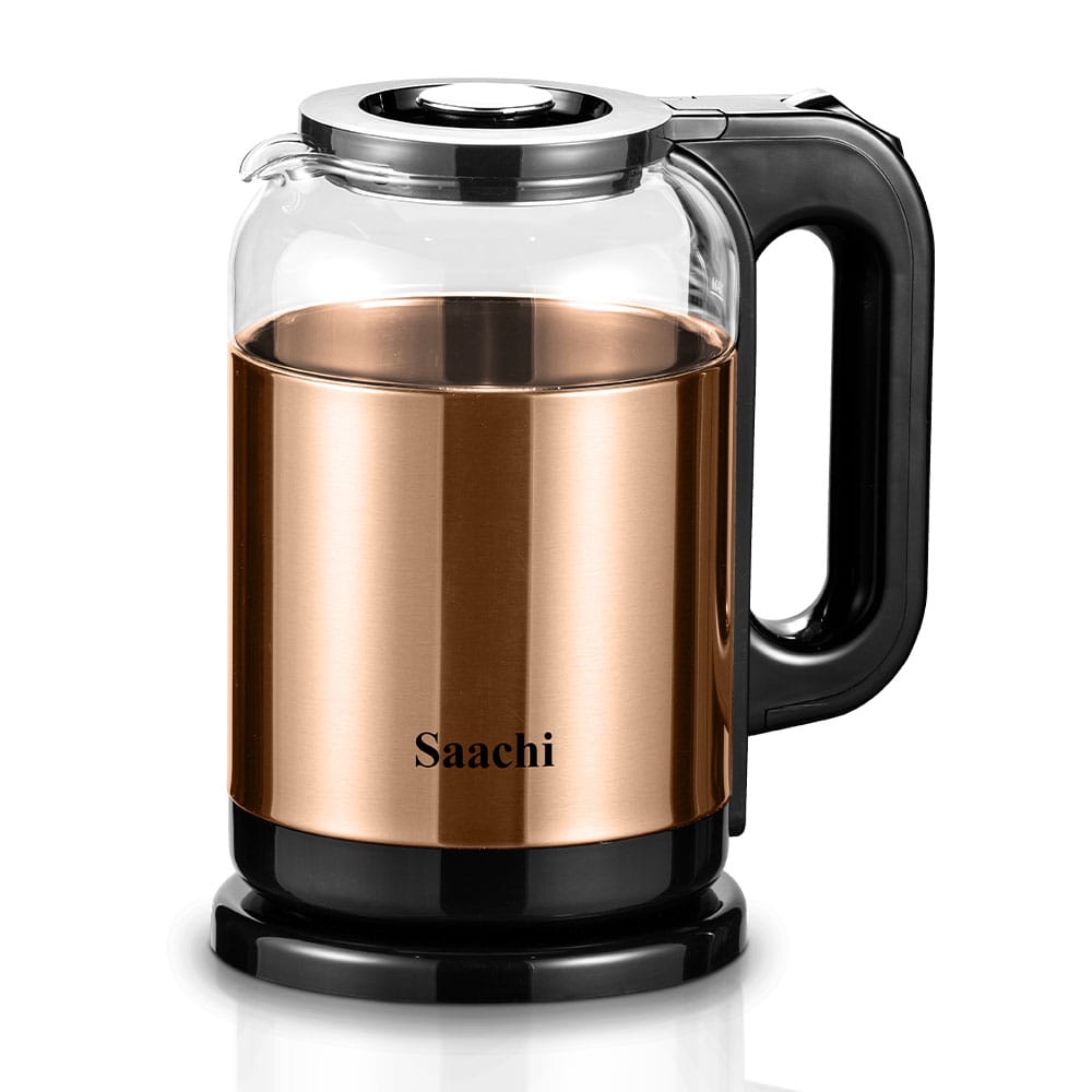 A Saachi 1.8 Liters Electric Kettle NL-KT-7757 in Golden Color.