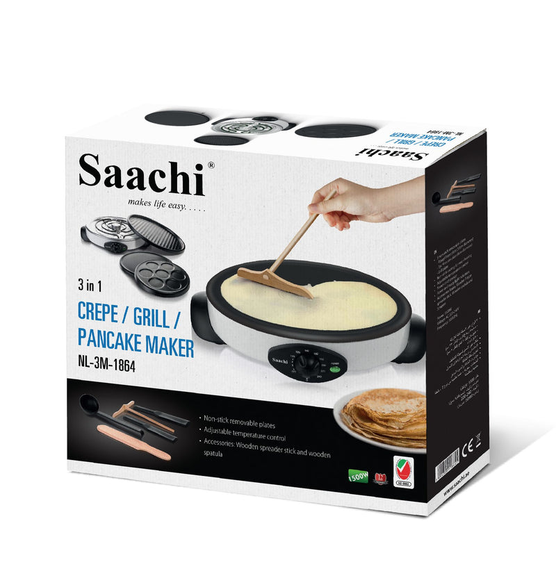 Pack Of Saachi 3-in-1 Crepe, Grill & Pancake Maker.