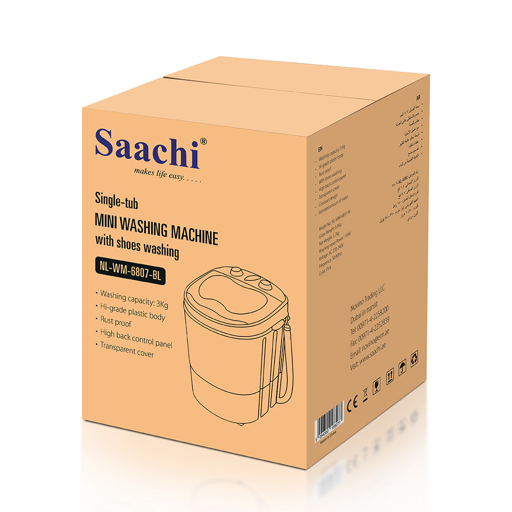 Pack Of Saachi Single Tub Mini Washing Machine with Spinner & Shoe Brush.