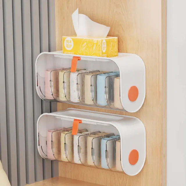Wall Mounted Underwear Storage Box, 6 Cells Adjustable Socks Panties Storage Drawer Organizer Wall Mounted Underwear Storage Box, 6 Cells Adjustable Socks Panties Storage Drawer Organizer