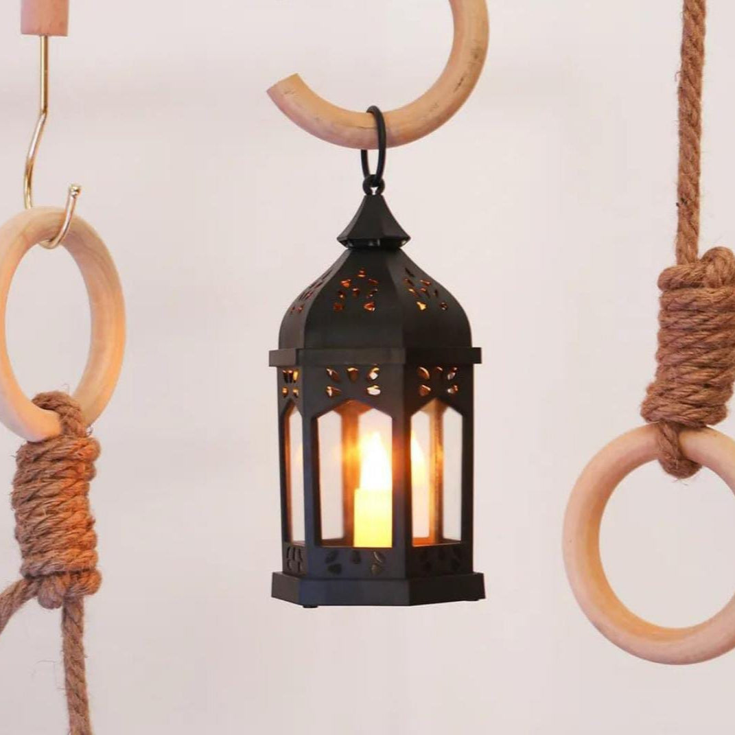 Ramadan Eid decorative LED lantern lights in black.