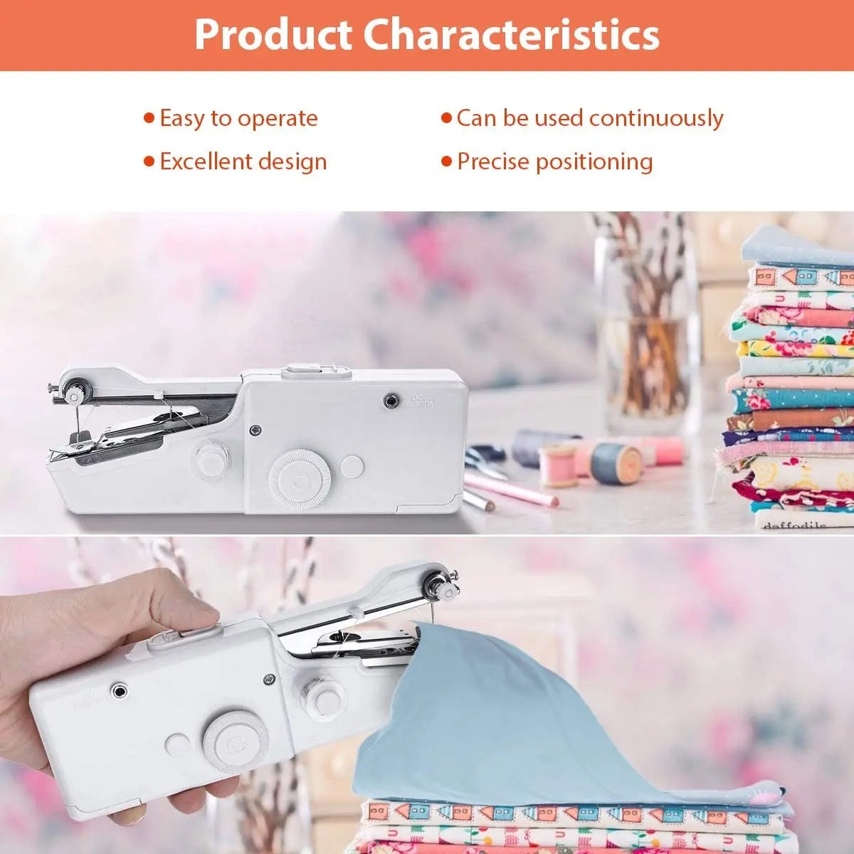  various features of an Electric Handheld Sewing Machine