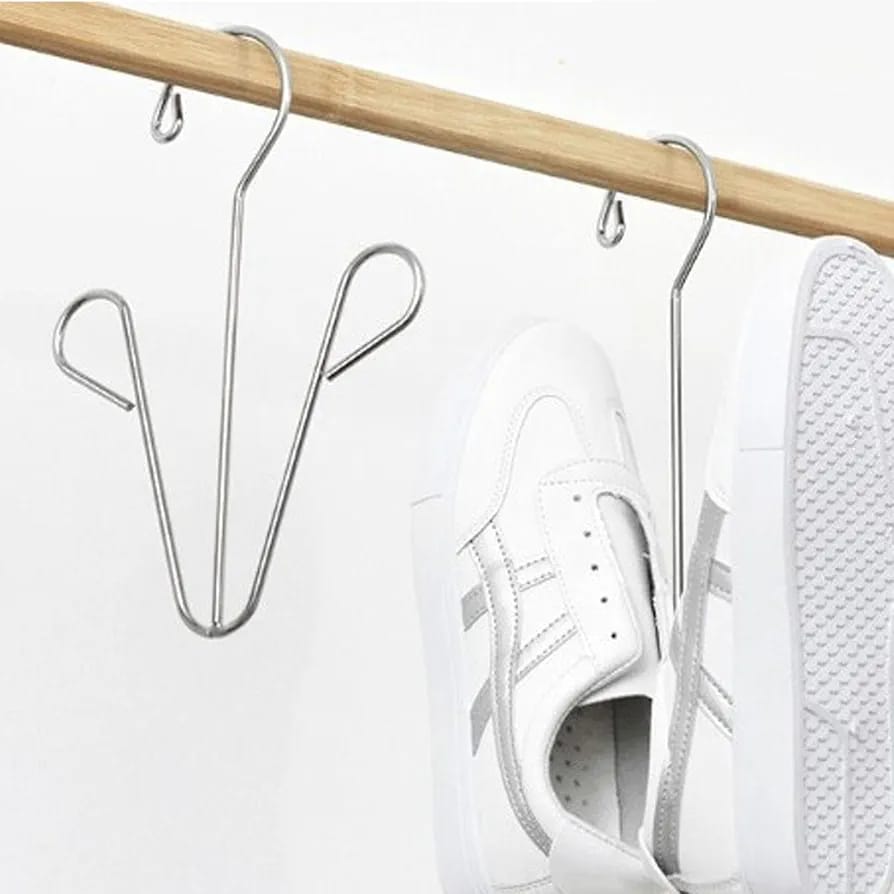 Shoes Are Hanged On the Shoe Drying Hanger Organizer.