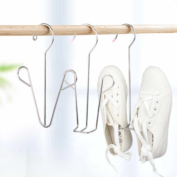 Shoes are Hanged on the Shoe Drying Hanger Organizer.