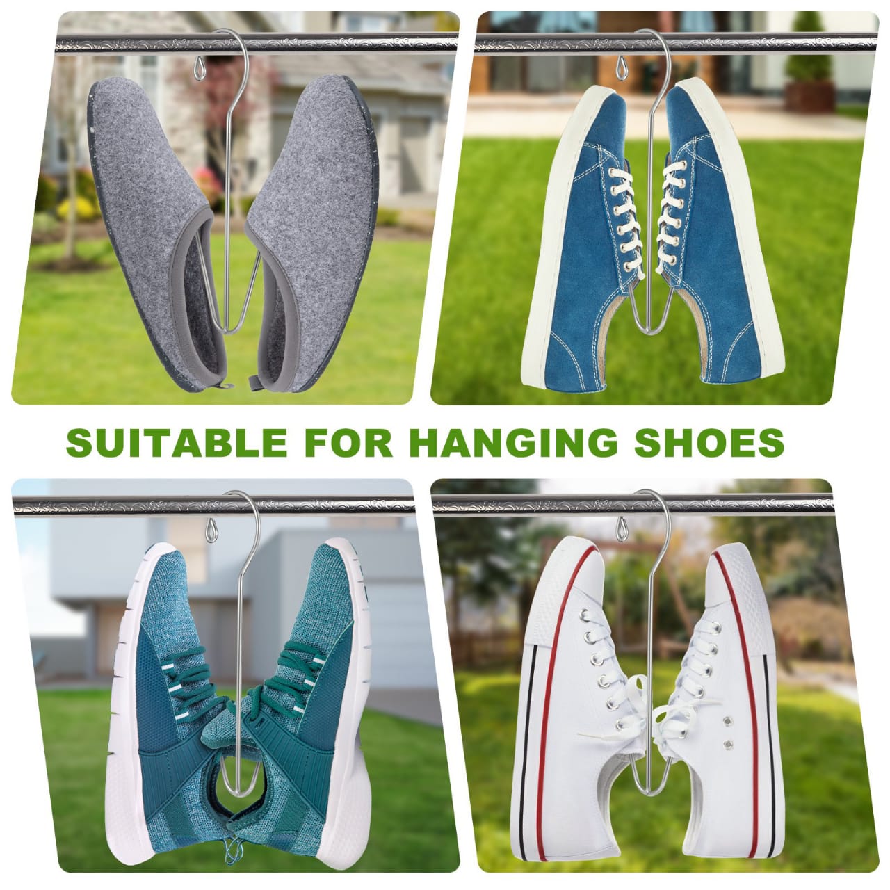 Shoes Are Hanged On the Shoe Drying Hanger Organizer.