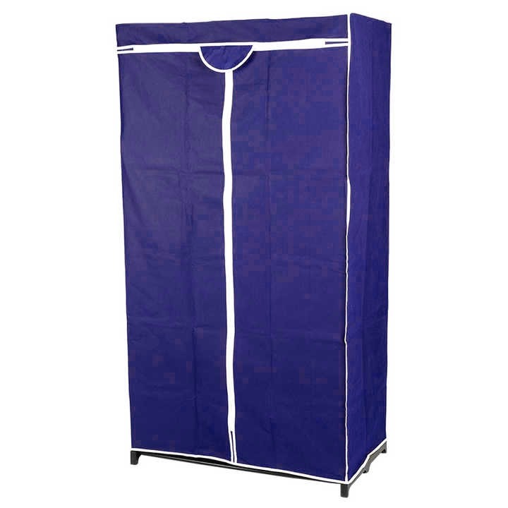 Portable Closet Shelf Storage with Dress Hanging Rack in violet color