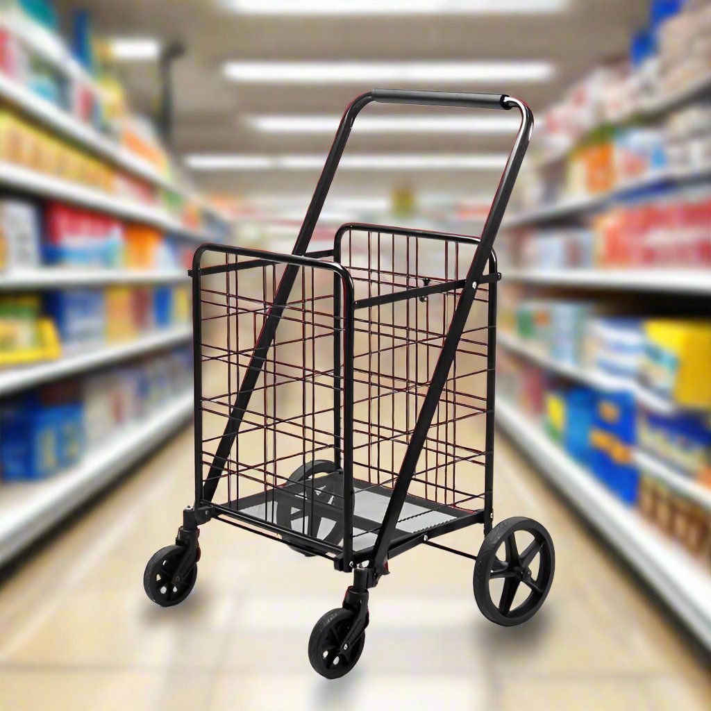 Shopping Basket Trolley Placed at Supermarket.