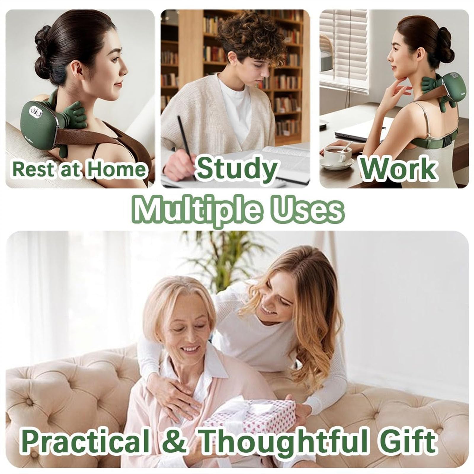 Image Shows the Multi Usage of Shoulder & Neck Massager.