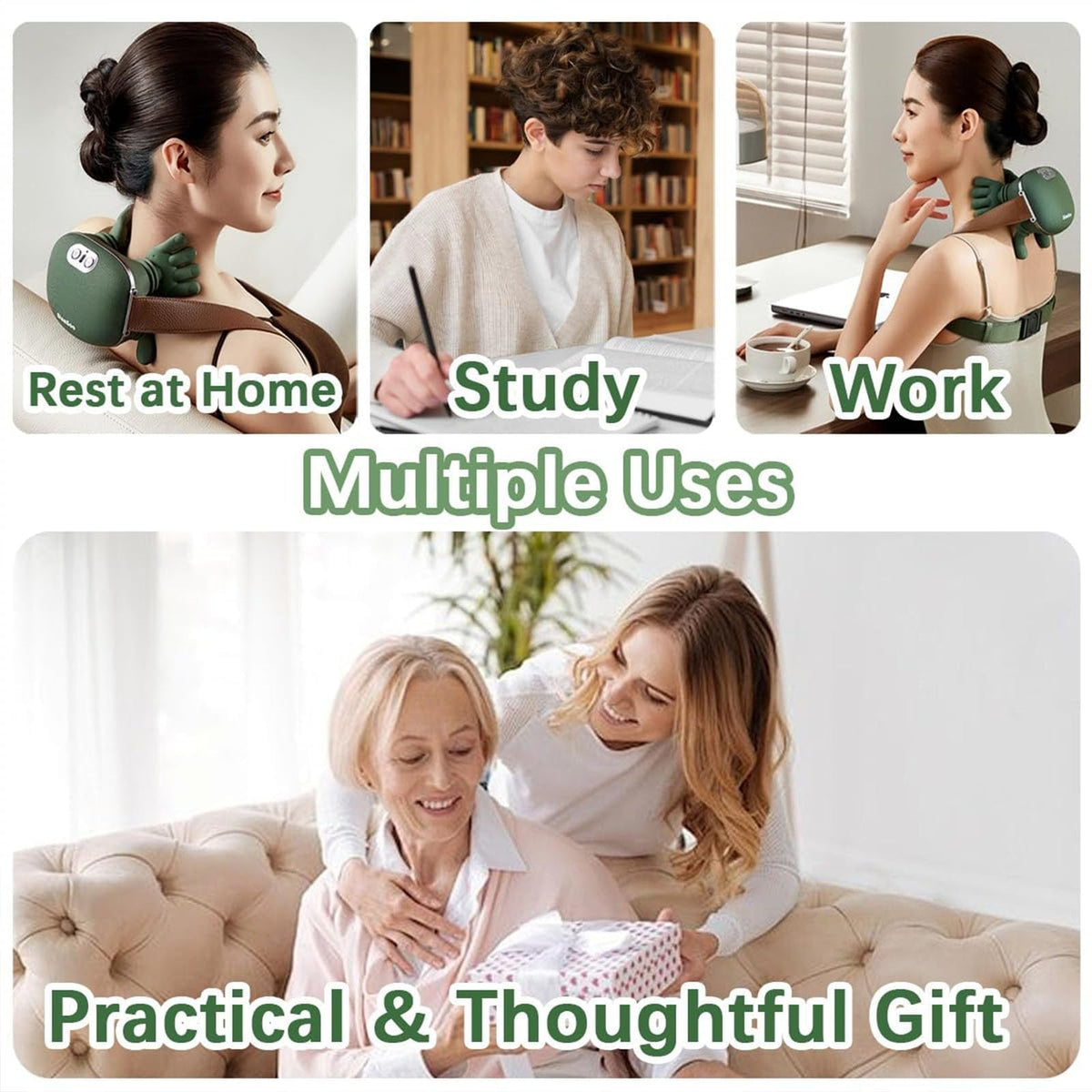 Image Shows the Multi Usage of Shoulder & Neck Massager.