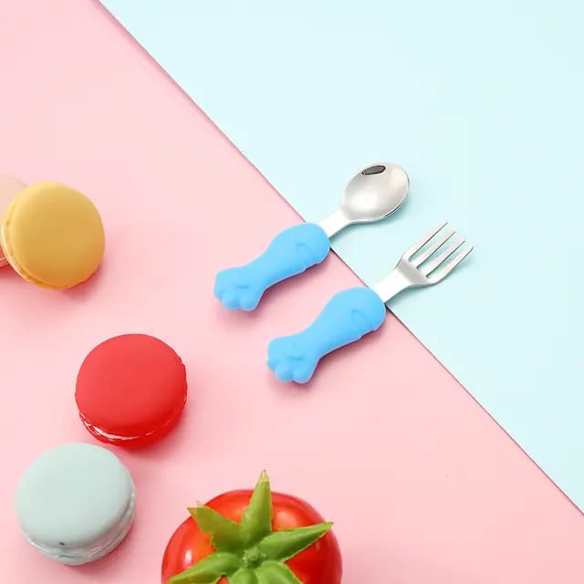 Fork and Spoon Of Silicone Baby Toddler Dinner Plates.