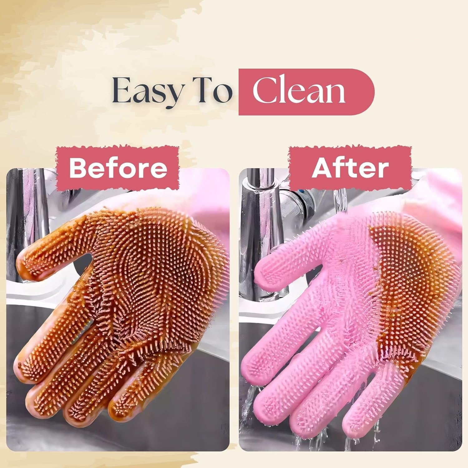 A Person is Cleaning the Silicone Hand Gloves.
