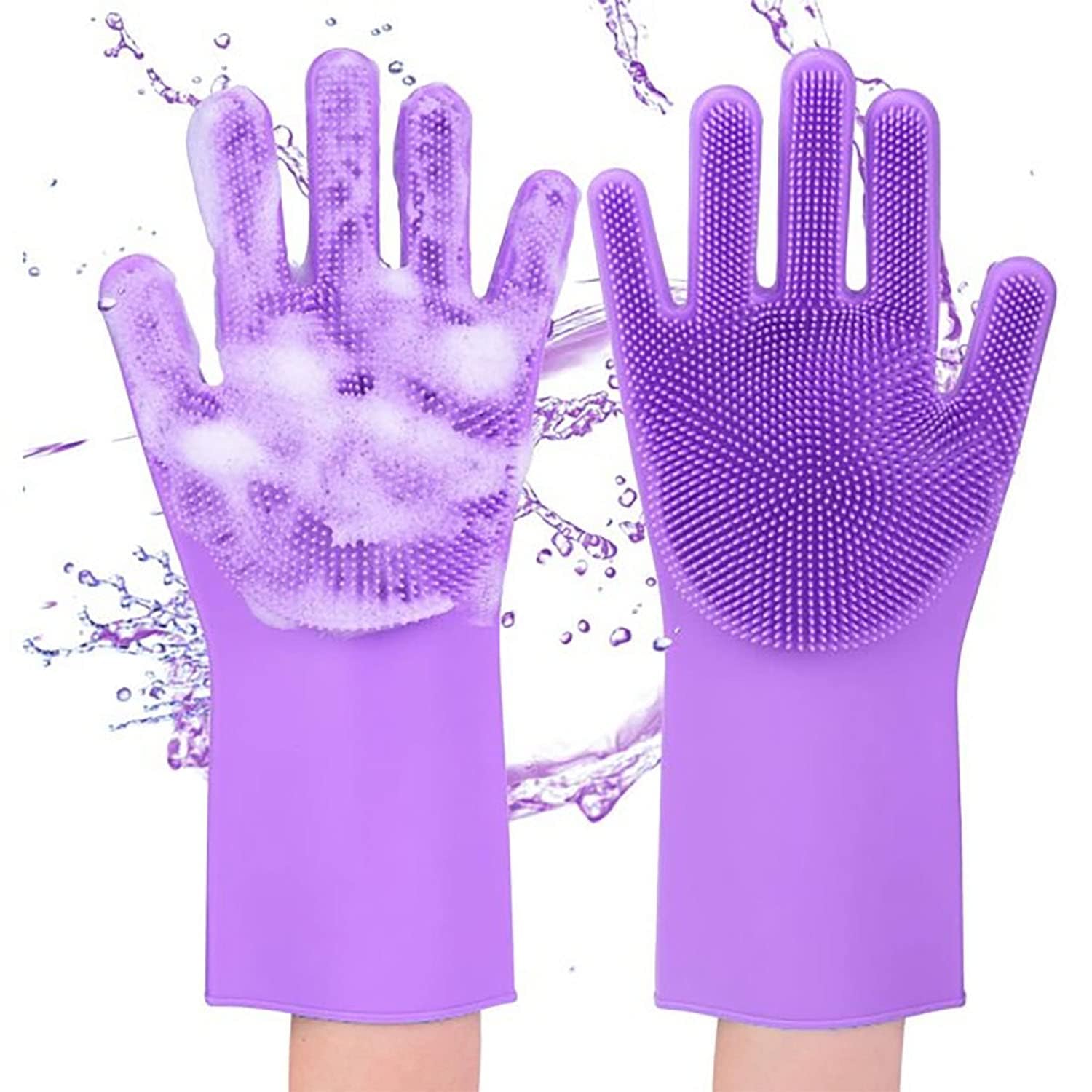 A Silicone Hand Gloves with Scrubbing Bristles.