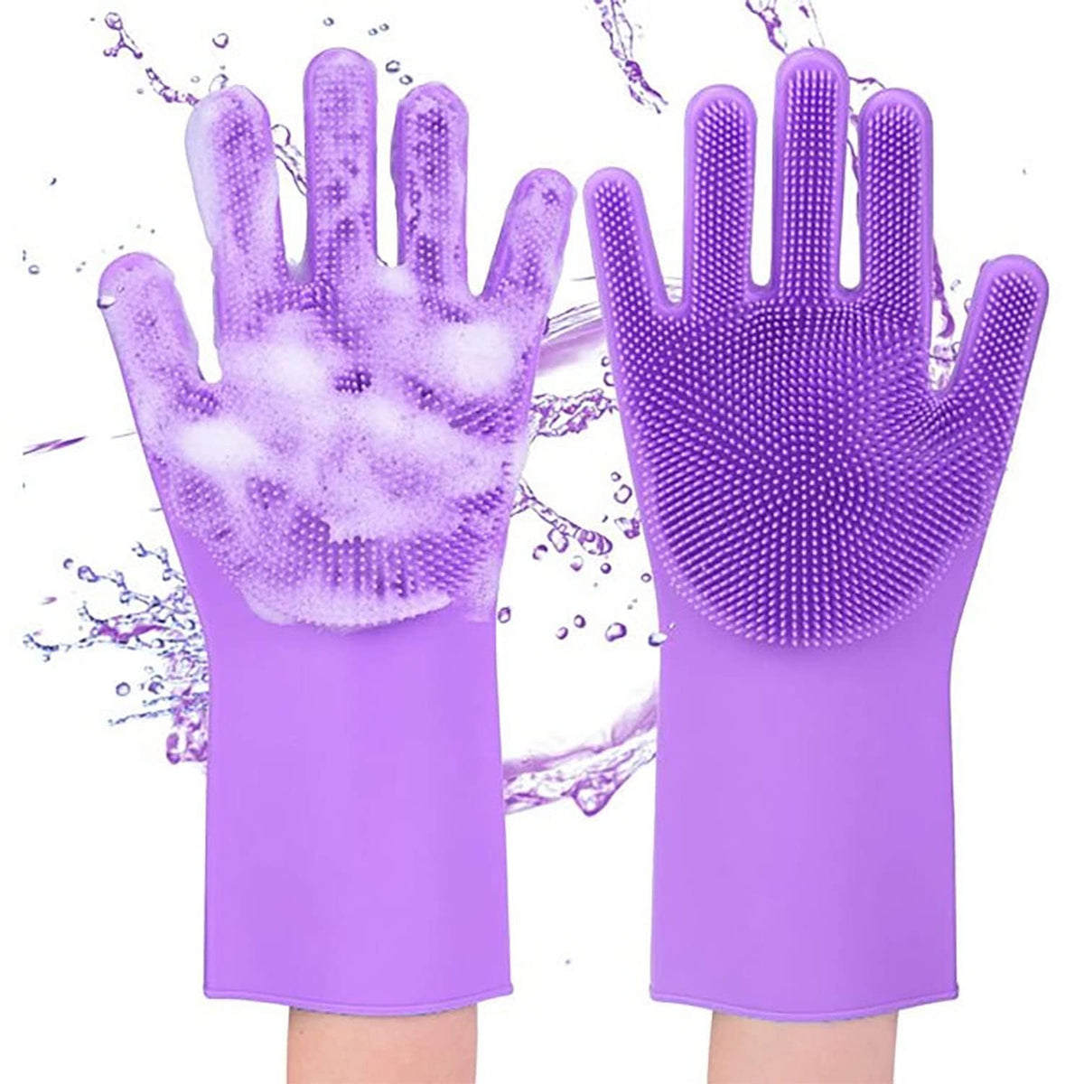 A Silicone Hand Gloves with Scrubbing Bristles.