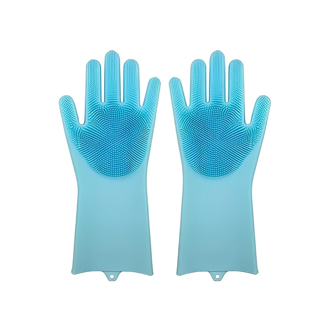 A Silicone Hand Gloves with Scrubbing Bristles.