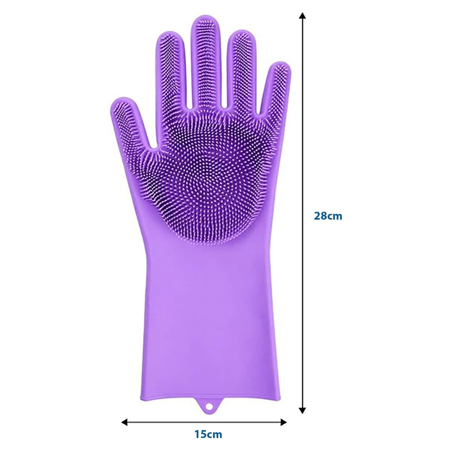 Size Of Silicone Hand Gloves with Scrubbing Bristles.