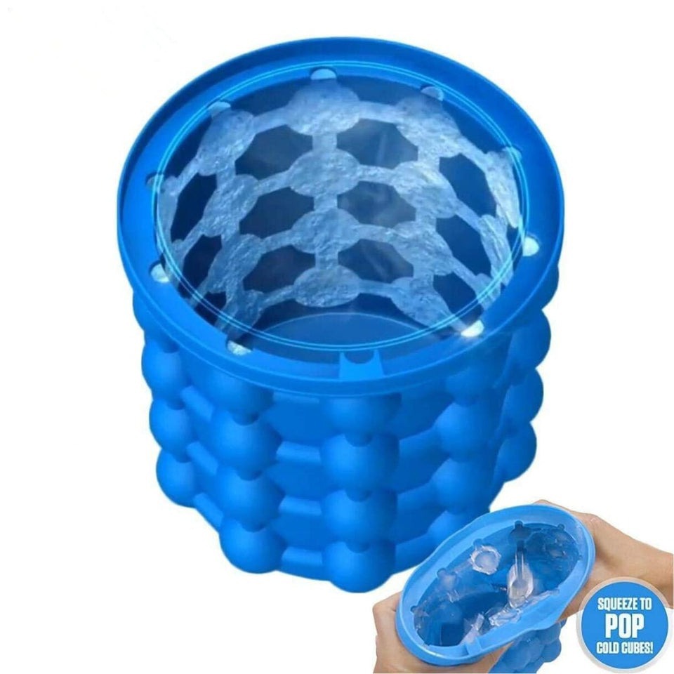 A Person is Squeezing Silicone Ice Cube Maker to Pop Ice Cubes.