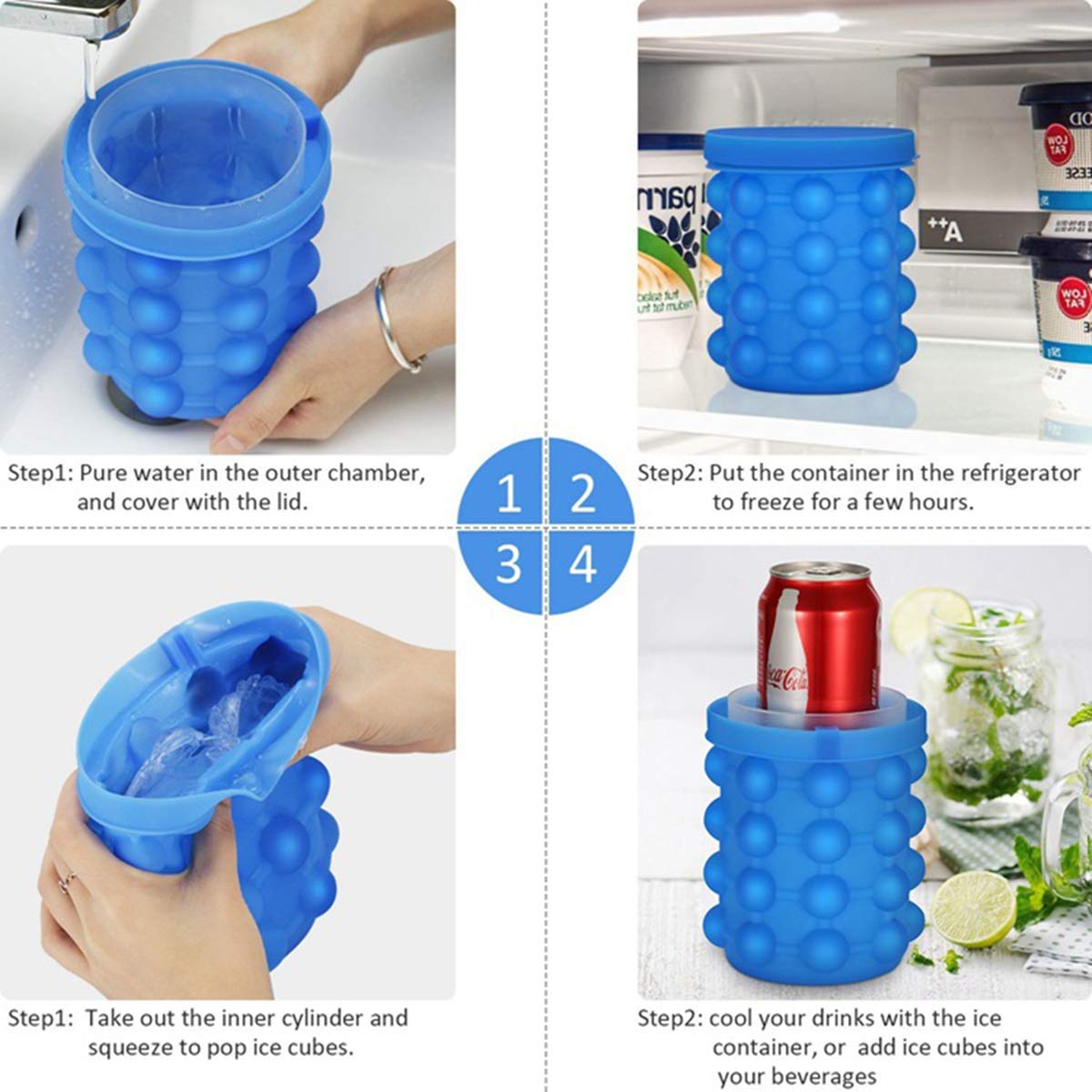 A Person is Demonstrating the Usage Steps Of Silicone Ice Cube Maker.