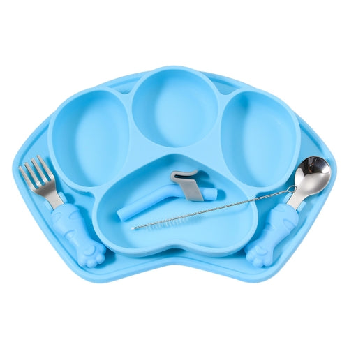 Silicone Baby Toddler Dinner Plates With Fork Spoon.