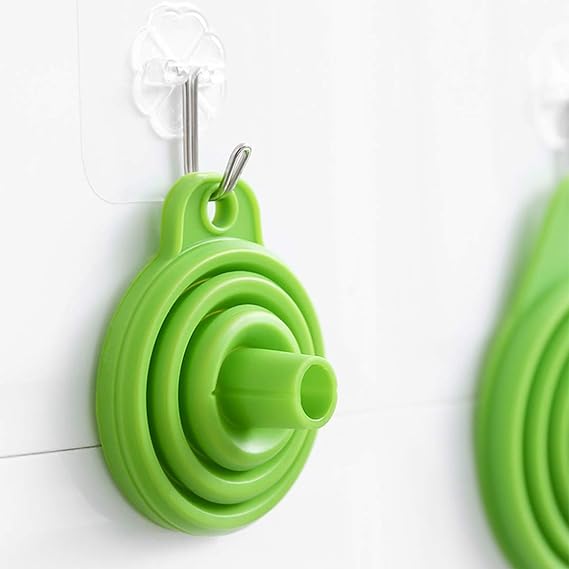 Hanging a Silicone Telescopic Collapsible Mini Funnel for Liquid in green color