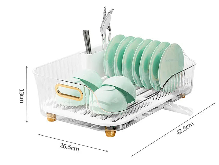 Kitchen Sink Dish Storage Drain Rack, Countertop Tableware Organizer with Drain Tube Kitchen Sink Dish Storage Drain Rack, Countertop Tableware Organizer with Drain Tube