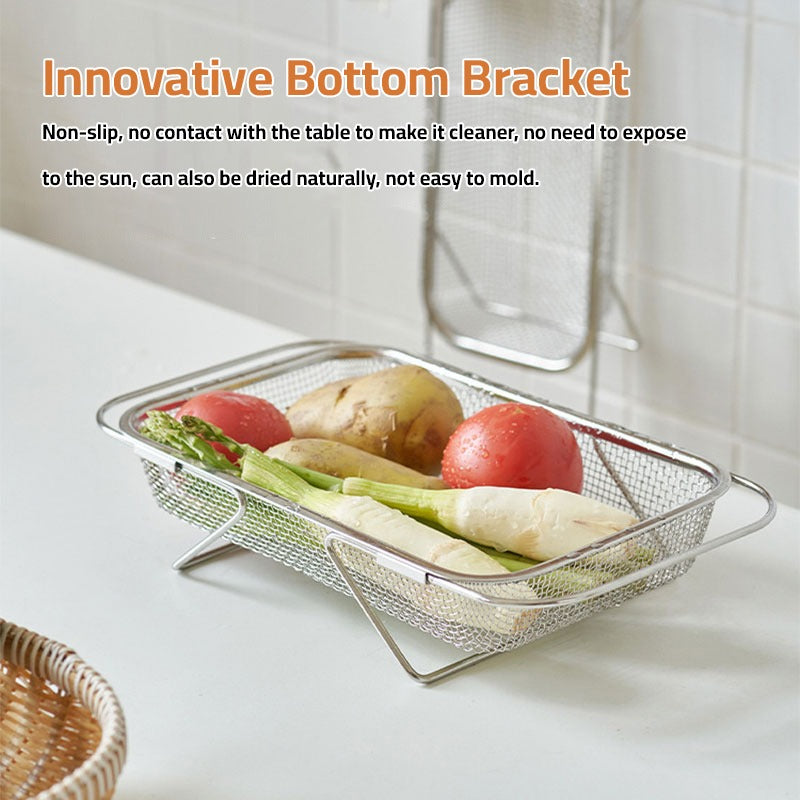 Sink Drain Basket Colander is Filled with Vegetables is Kept for Draining.