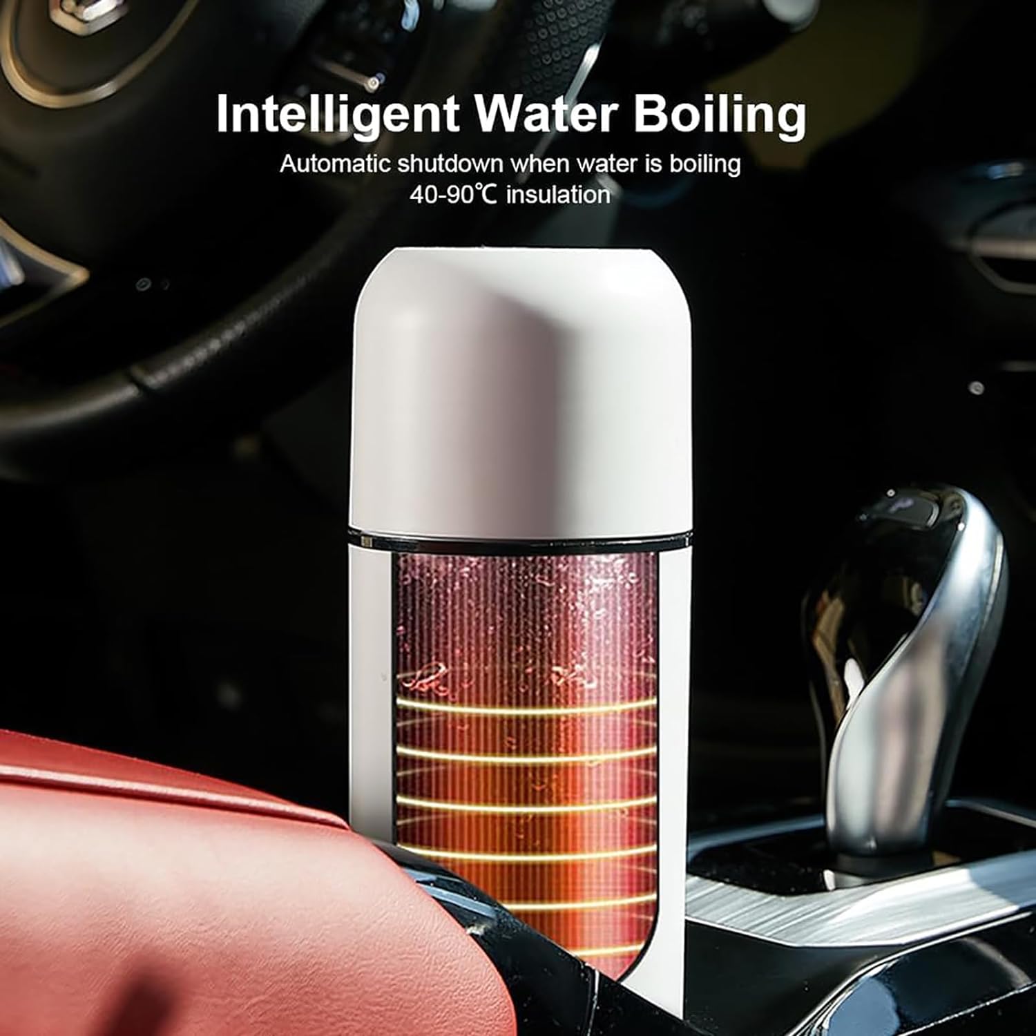 Portable Coffee and Tea Car Heating Bottle Cup with automatic shutdown feature when water is boiling