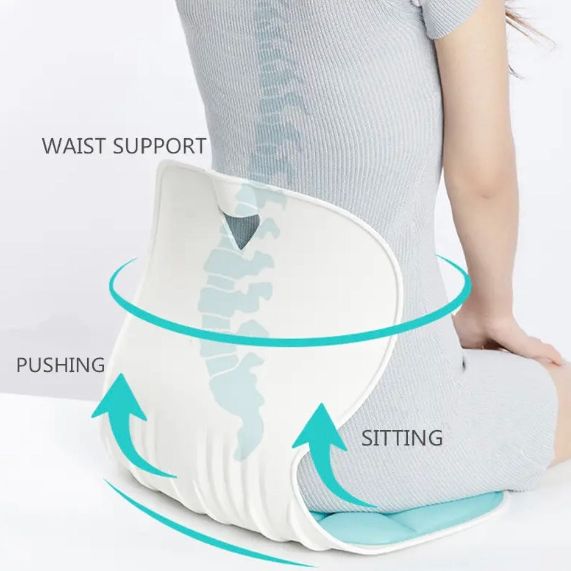 A Person is Sitting in a Posture Correction Chair Seat.