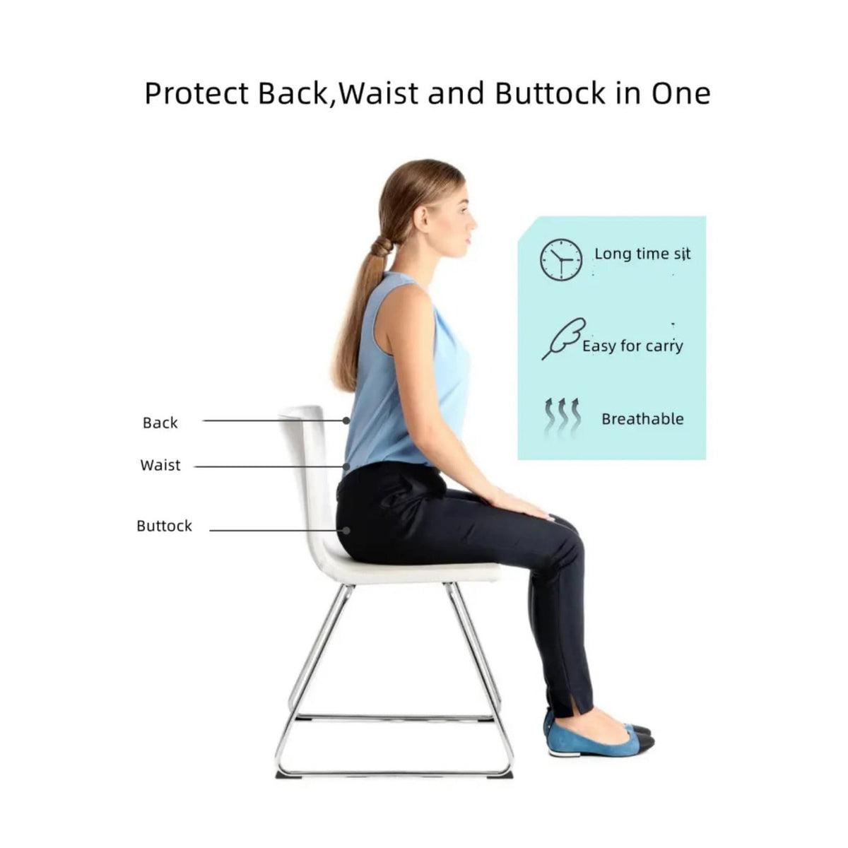 A Person is Sitting in a Posture Correction Chair Seat.