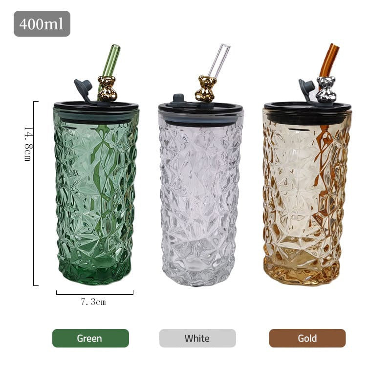 Size of Drinking Glass Tumbler With Straw and Lid.