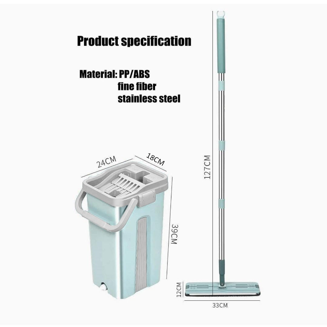 Size Of Flat Floor Mop Hands-Free Squeeze Bucket Set.