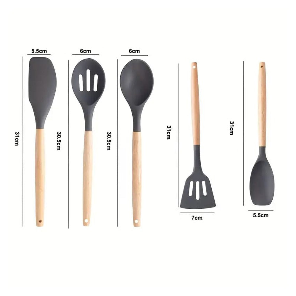 Kitchen Spoon Utensil Set, 5 Pcs Silicone Spatula Cooking Set Kitchen Spoon Utensil Set, 5 Pcs Silicone Spatula Cooking Set