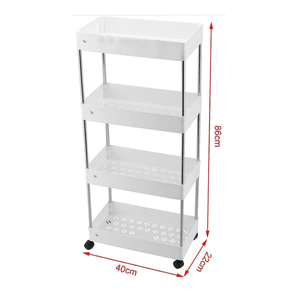 4-Tier Kitchen Shelf Trolley Rack, Multi-functional Storage Organizer