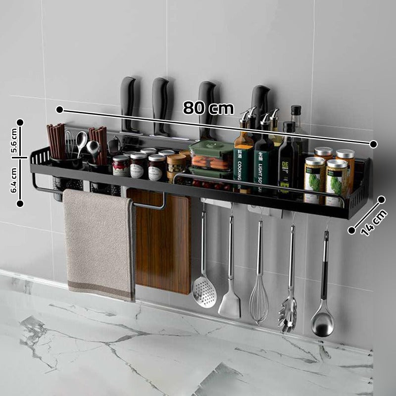 Wall- Mounted Kitchen Storage Rack, Multi-Purpose Kitchen Holder Spice