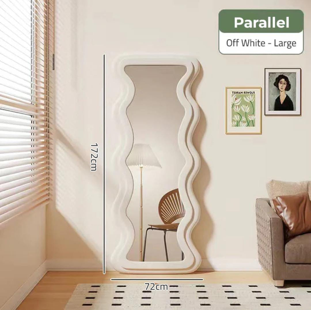 Size Of Wavy Irregular Shape Full-Length Mirror for Bedroom.