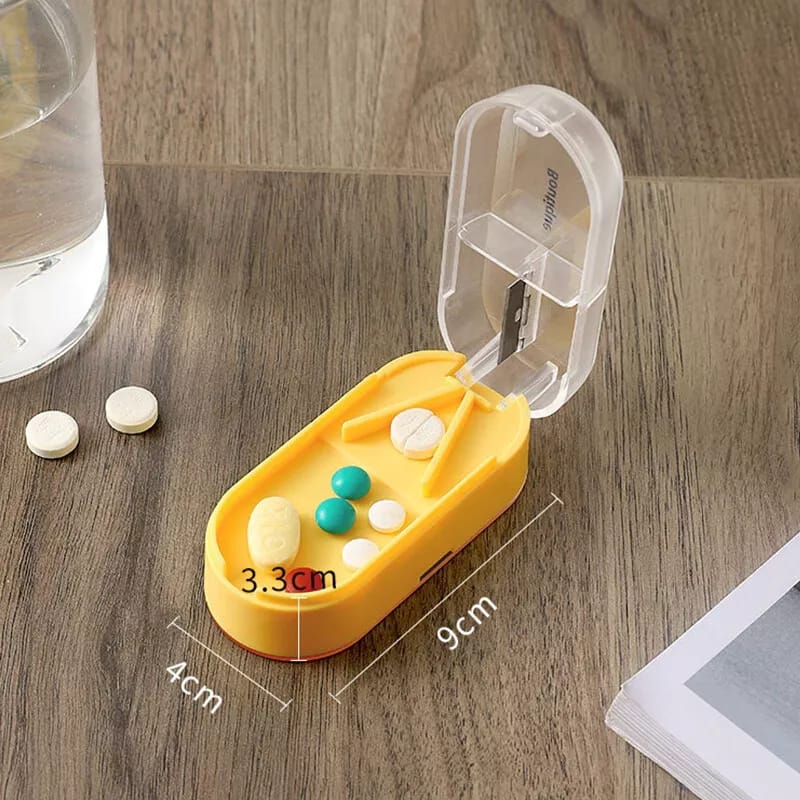 Tablet Pill Cutter Box, Medicine Storage Box Compartment Splitter With Blades For Travel Tablet Pill Cutter Box, Medicine Storage Box Compartment Splitter With Blades For Travel