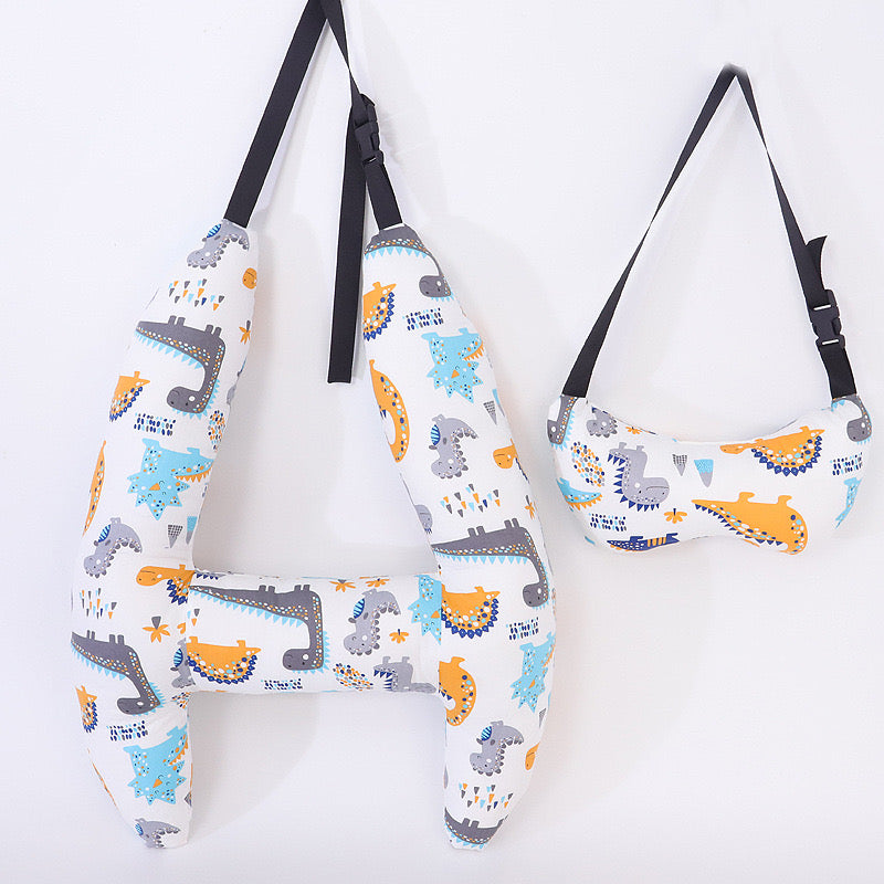  Car Seat Travel Pillow in white dinosaur color