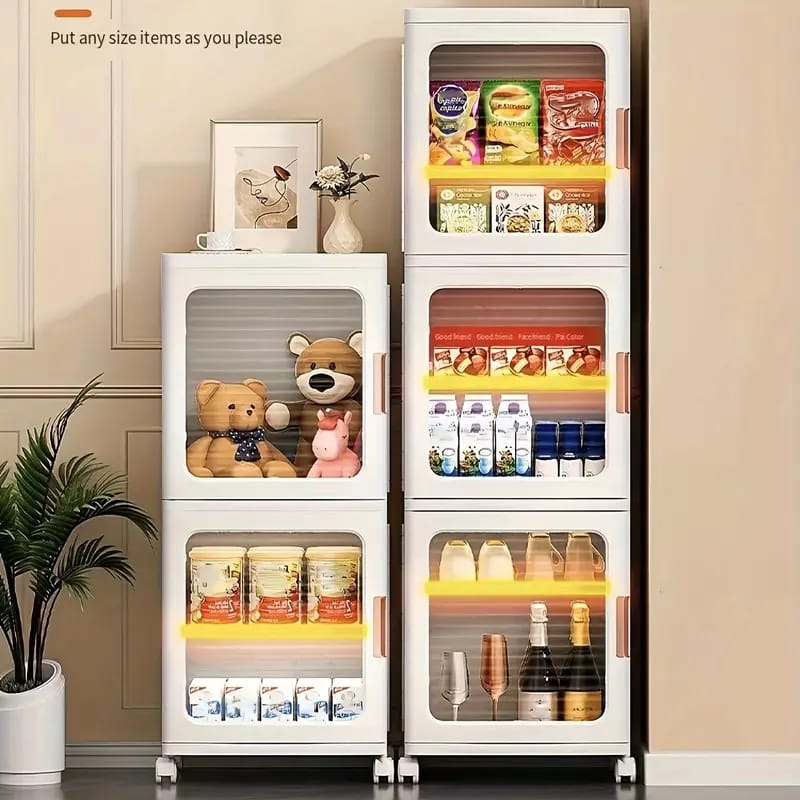 Narrow Tall Floor Storage Cabinet for Small Spaces with Doors and Wheels for  Bathroom, Kitchen, Pantry