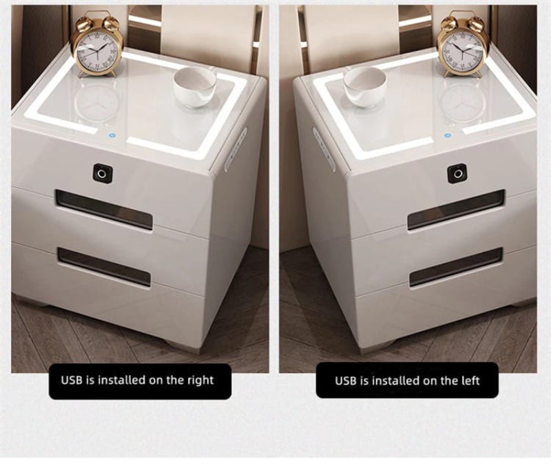 Smart Bedside Table, Bedroom Sofa Side Cabinet with Lights, USB Charging Smart Bedside Table, Bedroom Sofa Side Cabinet with Lights, USB Charging