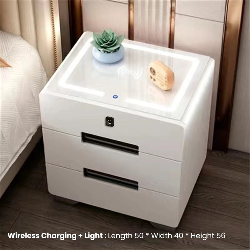 A Smart Bedside Table is Kept On the Side Of Bed.