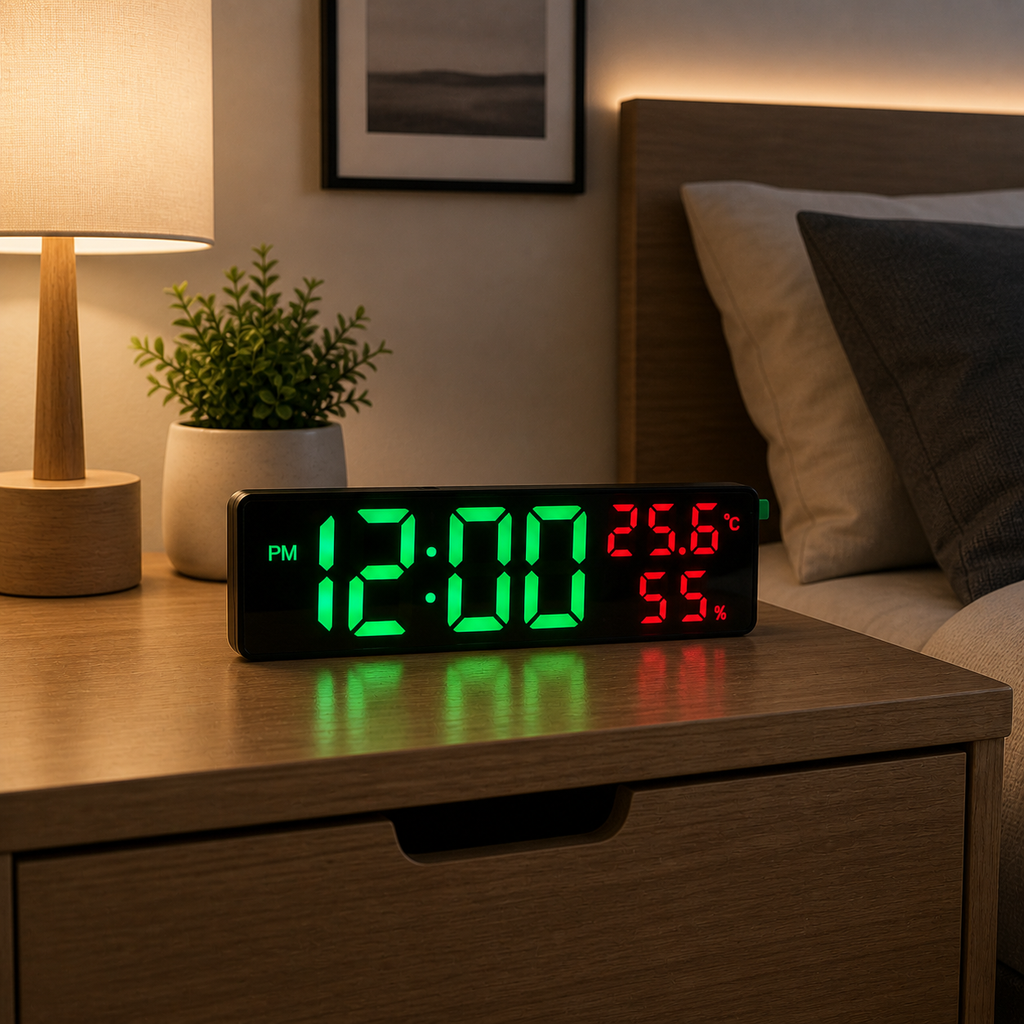 Smart Digital Alarm Clock, LED Digital Wall / Desktop Clock with Temperature & Humidity Display Smart Digital Alarm Clock, LED Digital Wall / Desktop Clock with Temperature & Humidity Display