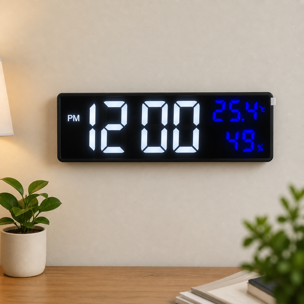 Smart Digital Alarm Clock, LED Digital Wall / Desktop Clock with Temperature & Humidity Display Smart Digital Alarm Clock, LED Digital Wall / Desktop Clock with Temperature & Humidity Display