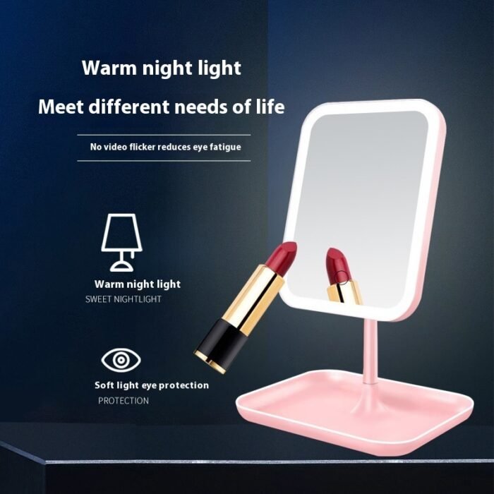 Smart LED Makeup Mirror, Adjustable Vanity Mirror with Storage Tray, 3 Color Light Modes, Stepless Dimming Smart LED Makeup Mirror, Adjustable Vanity Mirror with Storage Tray, 3 Color Light Modes, Stepless Dimming