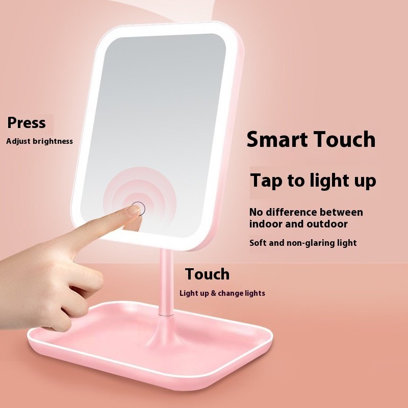 Smart LED Makeup Mirror, Adjustable Vanity Mirror with Storage Tray, 3 Color Light Modes, Stepless Dimming Smart LED Makeup Mirror, Adjustable Vanity Mirror with Storage Tray, 3 Color Light Modes, Stepless Dimming