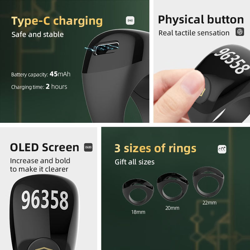 A Person is Demonstarting the Operation Of Smart Tasbeeh Ring.