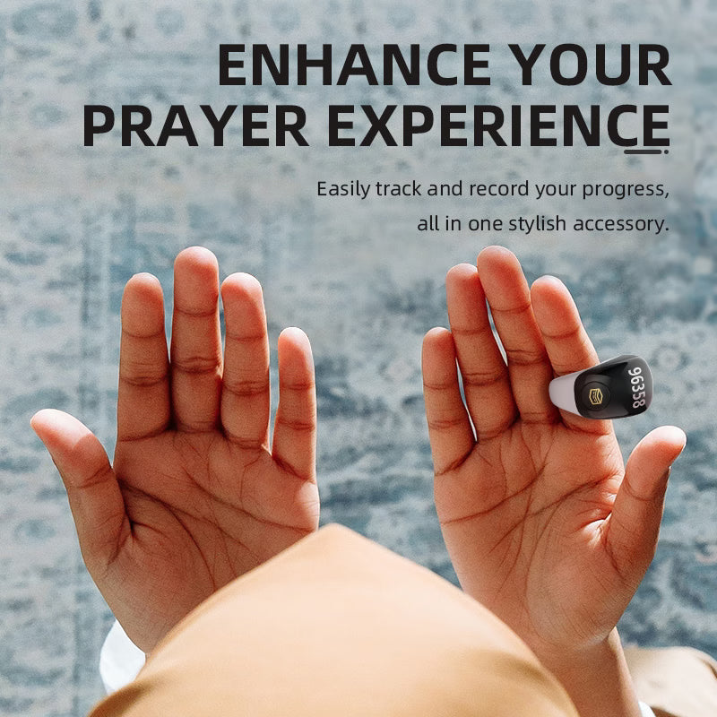 A Person is Wearing Smart Tasbeeh Ring While Praying.