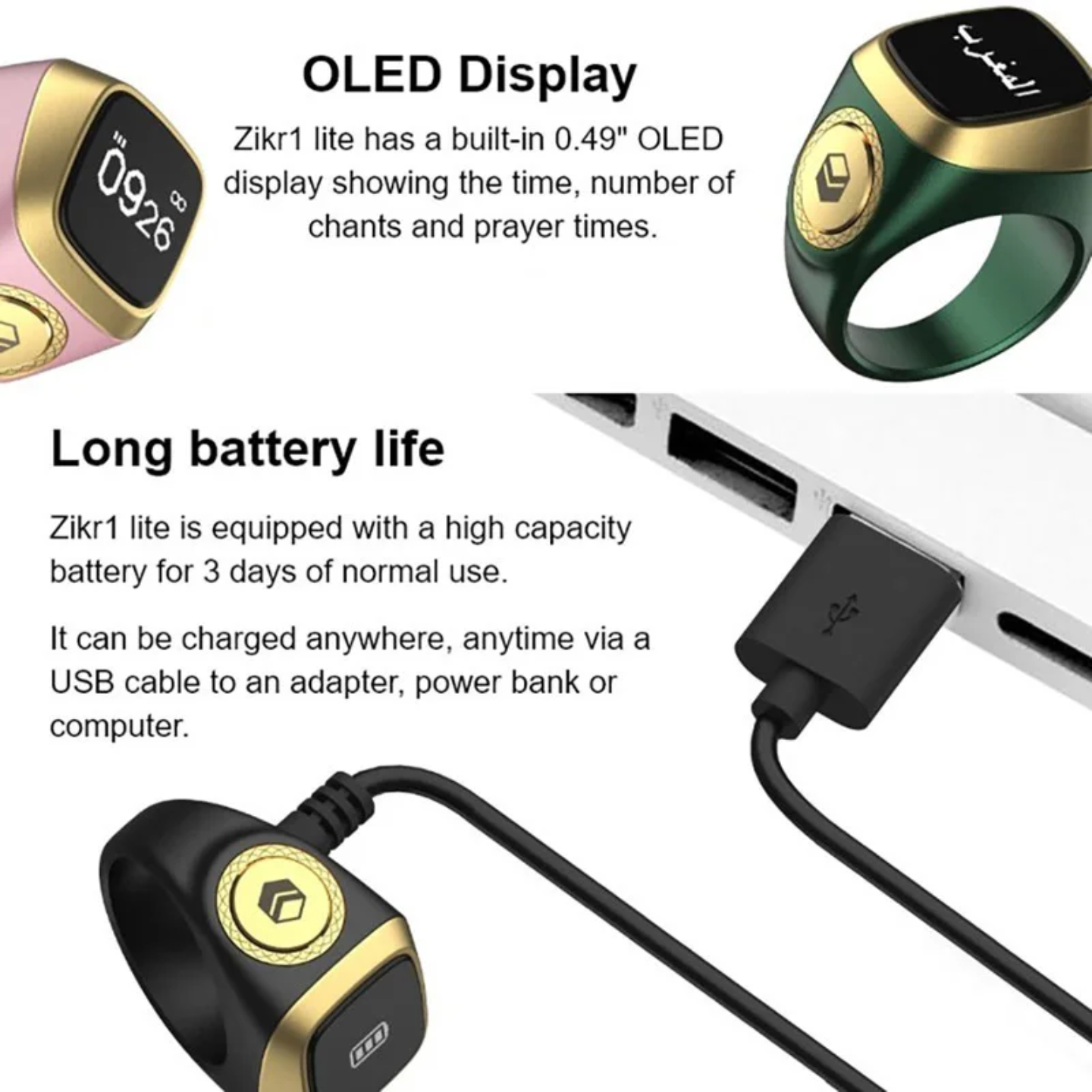 Charging Of Smart Tasbih Ring Counter.