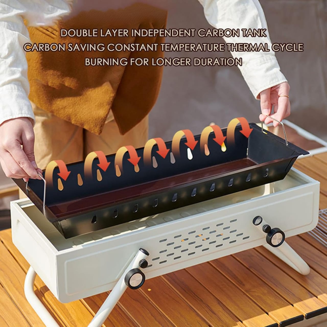 A Person is Arranging Smokeless BBQ Grill.